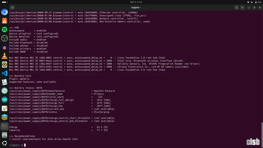 raport powertop dupa optimizari