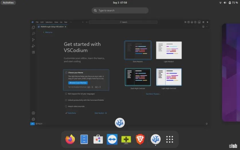 Desktop Debian pe laptop-ul ThinkBook