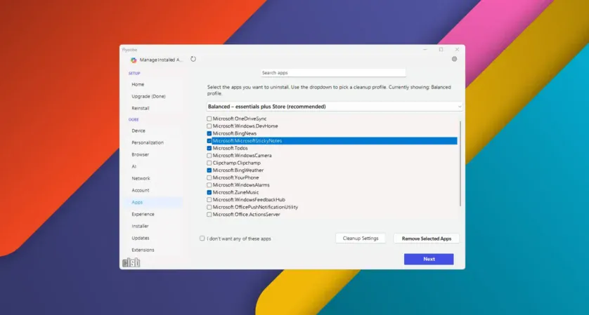 Opțiuni pentru eliminarea bloatware-ului din Windows cu Flyoobe