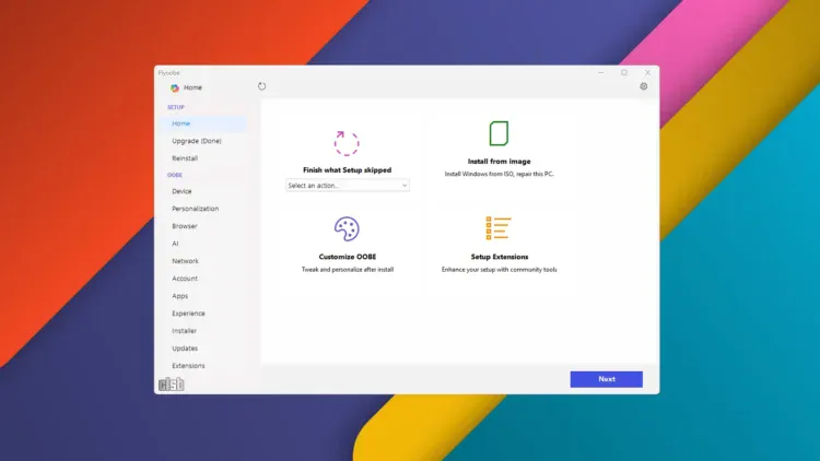 Flyoobe - panoul principal