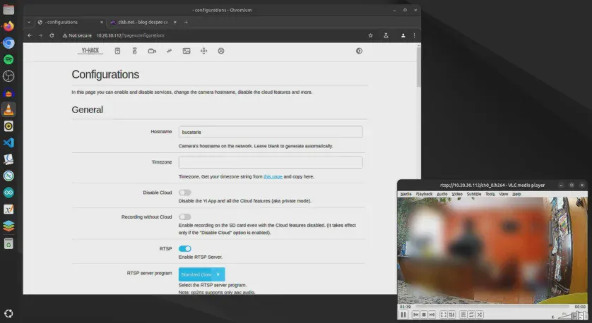 Integrare camere Yi Home în Home Assistant cu Yi-hack: setări RTSP