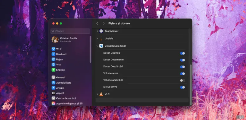 locații la care avea acces Visual Studio Code
