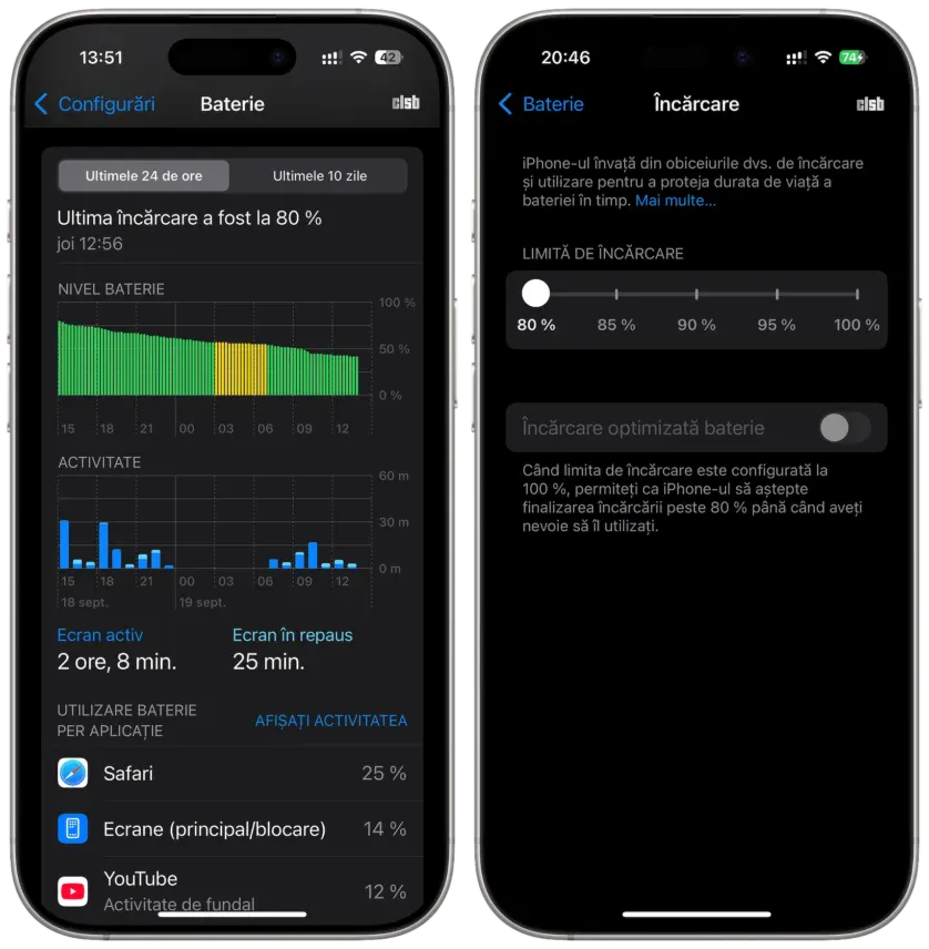 Otimizarea încărcării bateriei pe iPhone