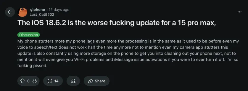 probleme iOS 18.6.2