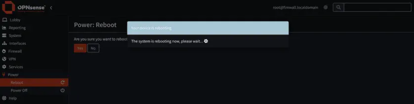 restart opnsense