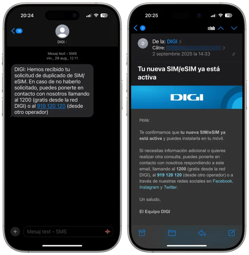 vineri: duplicat cartela SIM
