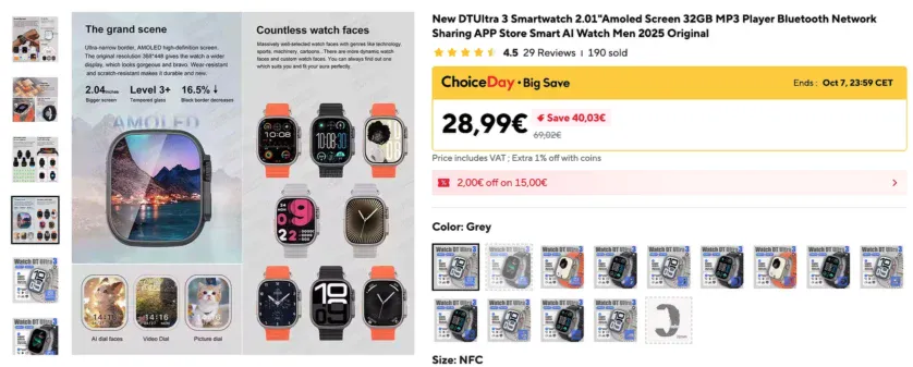 DTUltra 3 Smartwatch - Clona-Apple Watch Ultra Aliexpress