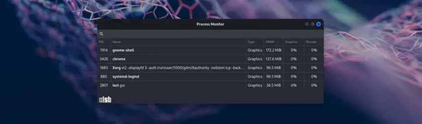Linux GPU Control Application - Process Monitor