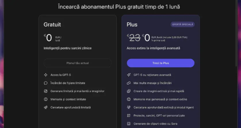 ChatGPT - ofertă specială