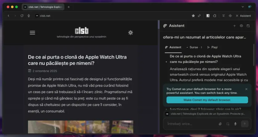 Comet default browser