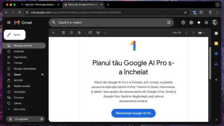 finalizare abonament Google AI Pro