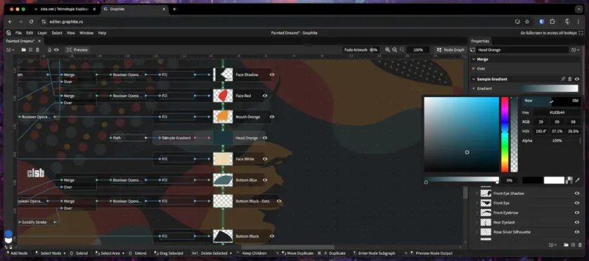 Graphite editor - modificarea culorii unui nod