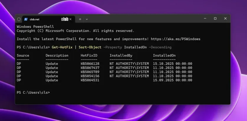 Listare actualizări cu Windows PowerShell