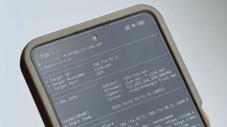Nikto rulat în Termux pe un telefon Android Xiaomi Mi 11T