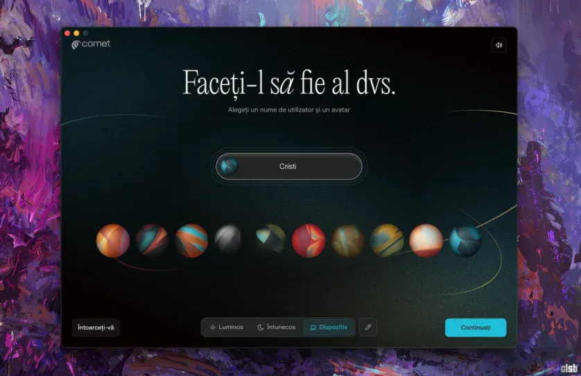 Profil în Comet - Perplexity