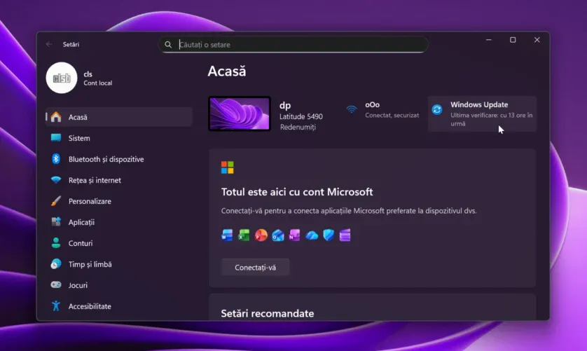 Secțiunea de actualizări a Windows 11