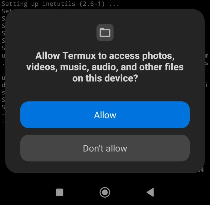 Termux în Android: permisiuni
