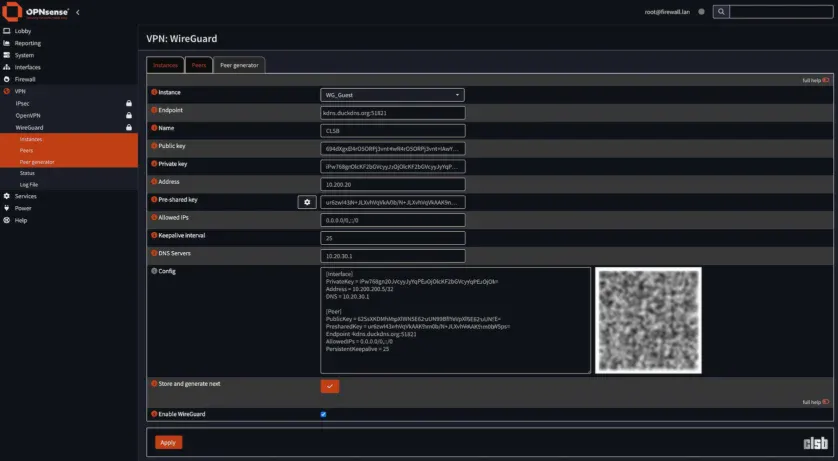 Peer WireGuard OPNsense