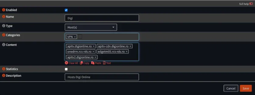 Alias hosts pentru reguli Digi