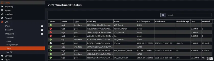 Status Peers WireGuard