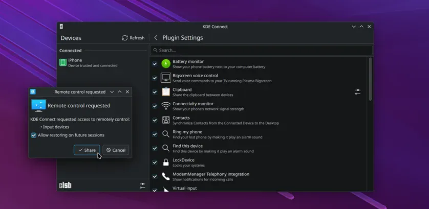 KDE Connect pe CachyOS
