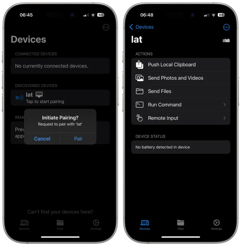 KDE Connect - iPhone