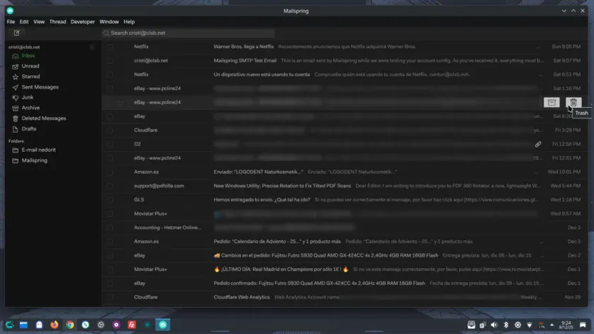 Mailspring - client email pentru Linux