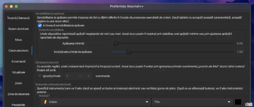Xournal++ - sensibilitate