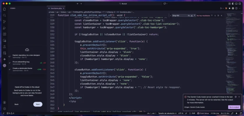 Codex în VSCode