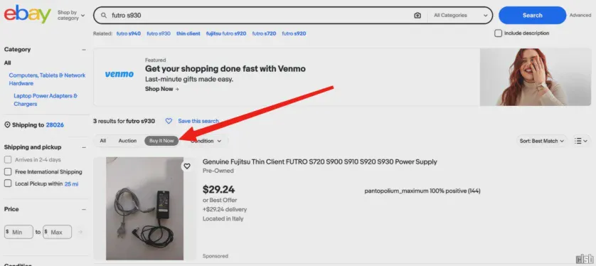 filtrare căutări pe eBay