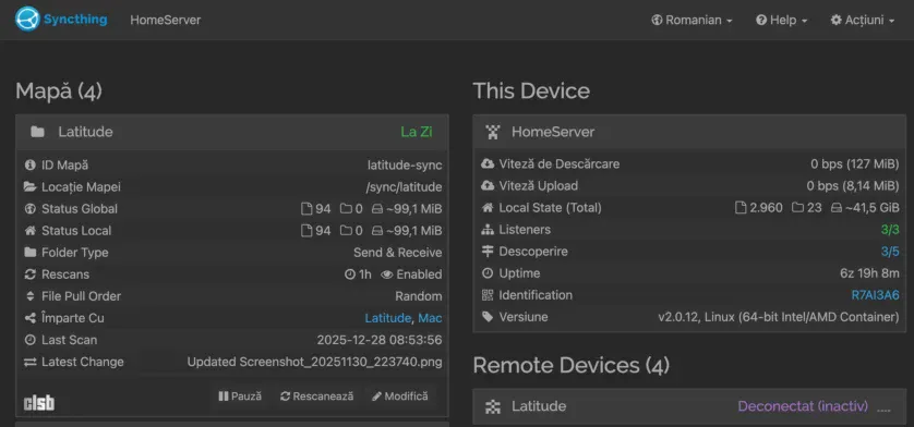 Folder partajat prin Syncthing