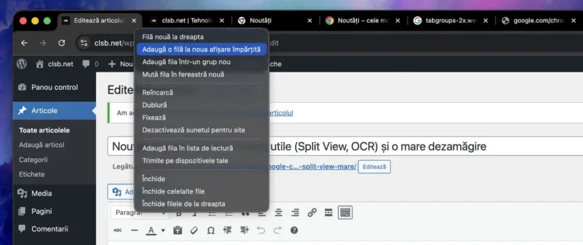 Google Chrome - split