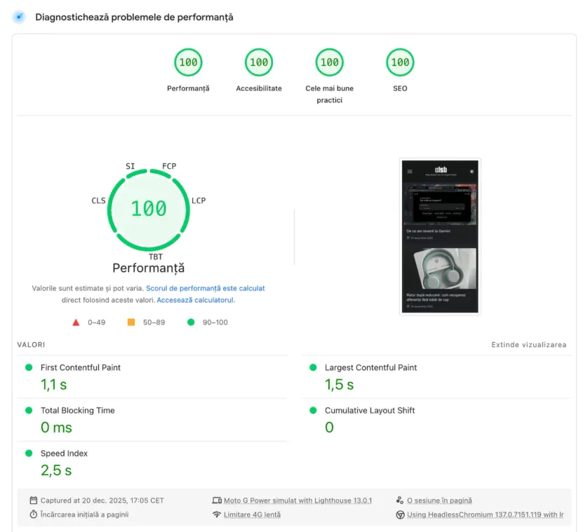 optimizare site pentru lighthouse