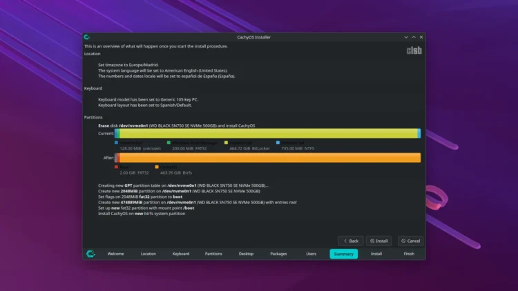 partiționare pentru CachyOS