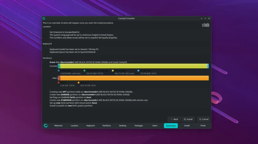partiționare pentru CachyOS