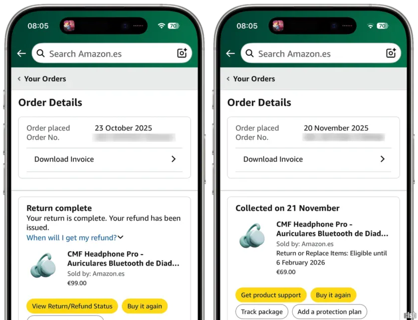 retur comanda Amazon