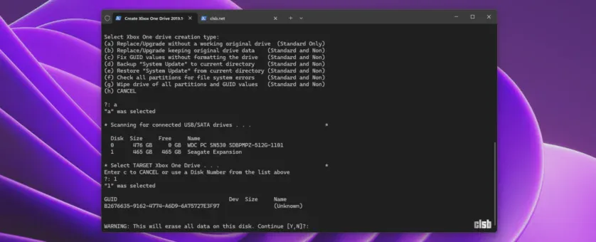 script de configurare stocare Xbox