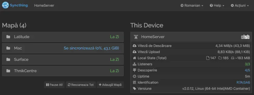 sincronizarea datelor cu Syncthing