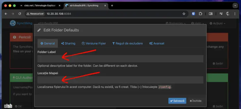 Syncthing: folder defaults