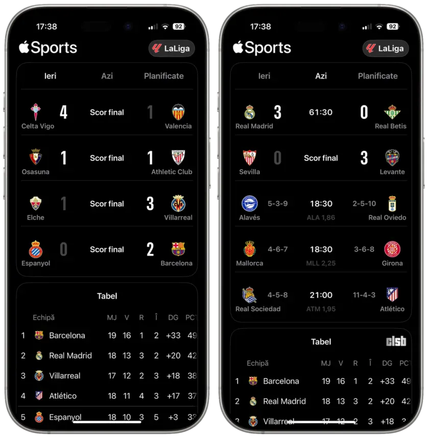 Aplicația Apple Sports pentru iPhone