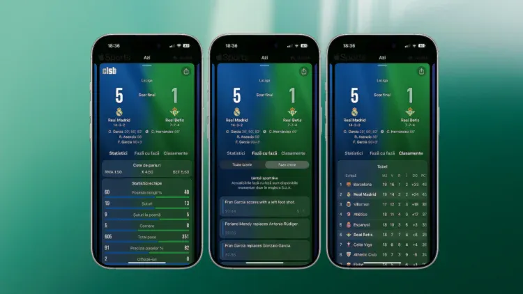 Aplicația Apple Sports pentru iPhone - Statistici