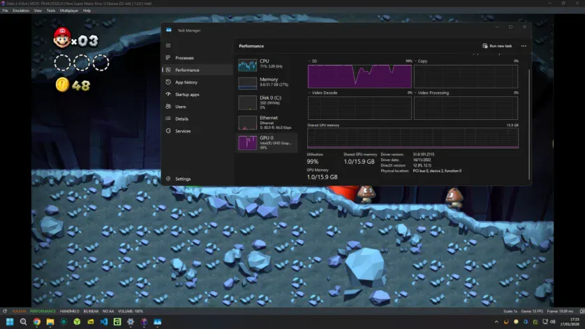 Consum resurse Eden Emulator în Windows 11
