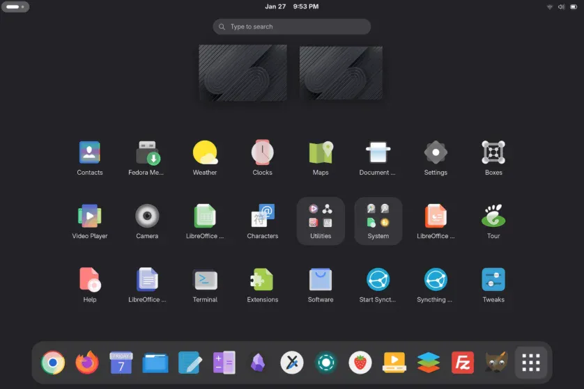 Fedora pe Surface Pro 5: aplicații și tema