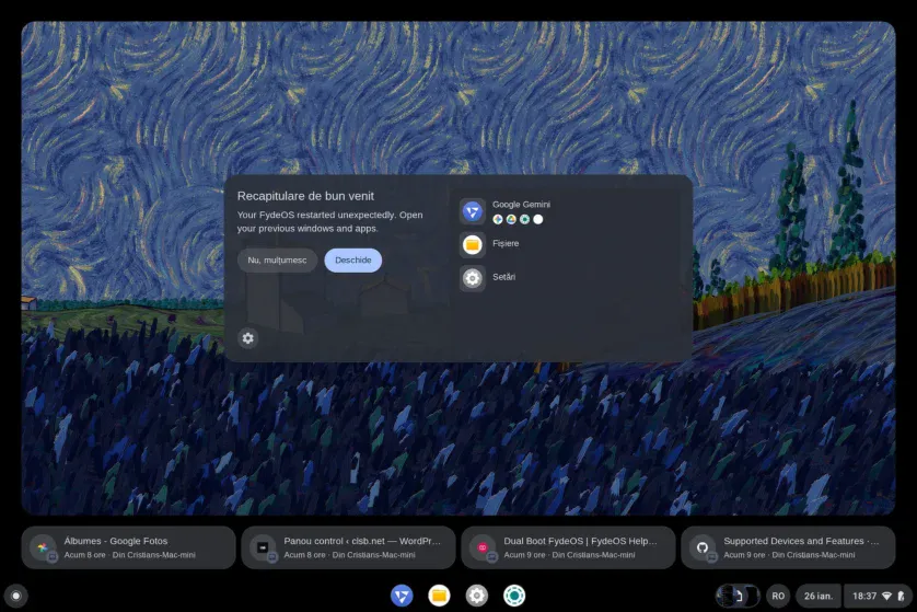 FydeOS - welcome screen