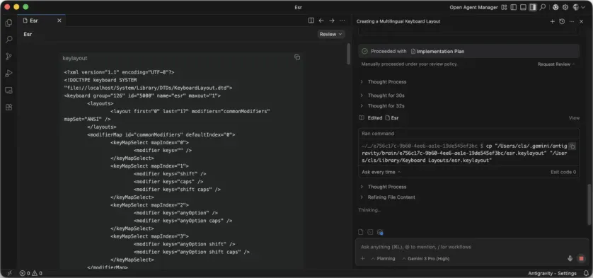 Antigravity: creare layout tastatură